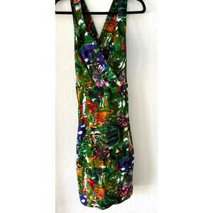 Marni Dress Jungle Green Brushstroke Paint Floral Cotton Size 42 Medium $1160